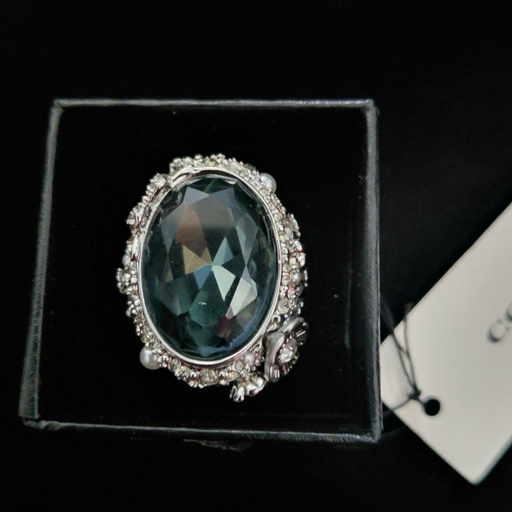 Coach Silver and Black Gemstone Ring - Picture 2 of 8
